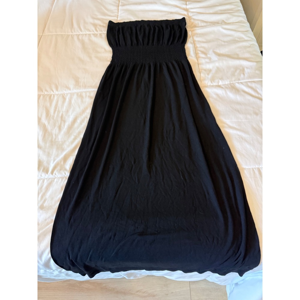 Lark + Grey Black Strapless Smocked Waist Maxi Dress Small Medium DS-026-M-2915